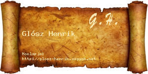Glósz Henrik névjegykártya